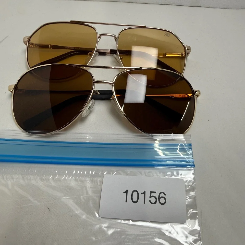 Unbranded Sunglasses Unisex  Gold Aviator Bundle 2 Pairs Brown Amber‎ Lenses